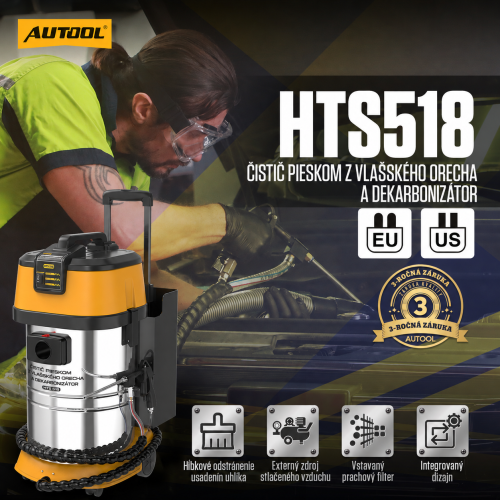 AUTOOL HTS518 Pieskovacie zariadenie na čistenie ventilov granulátom z orechových škrupín