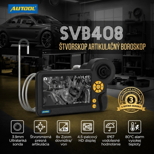 Inšpekčná kamera Diagnostický endoskop Autool SVB408 | HD obrazovka | 4-smerové ovládanie 360°