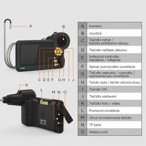 Inšpekčná kamera Diagnostický endoskop Autool SVB408 | HD obrazovka | 4-smerové ovládanie 360°