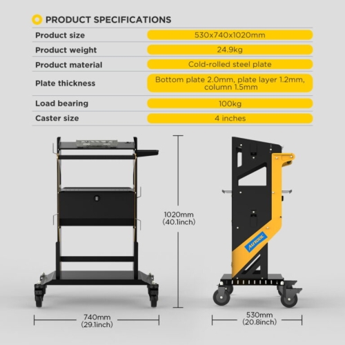Prepravný vozík AUTOOL T23 Tier s kolieskami a rukoväťou