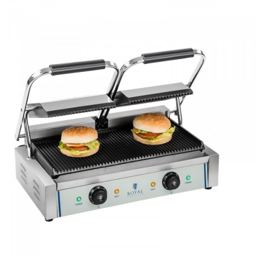 Grill kontaktowy - 2x1800 W - ryflowany