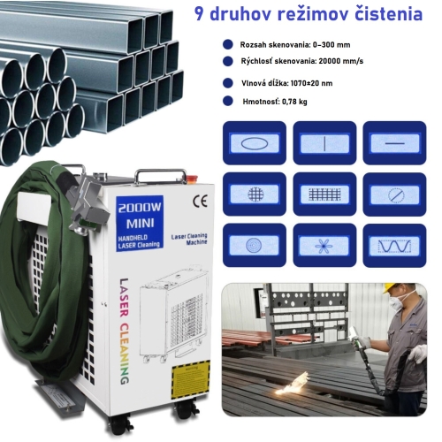 VLÁKNOVÝ LASEROVÝ ČISTIČ 1500W M2 + PRÍSLUŠENSTVO