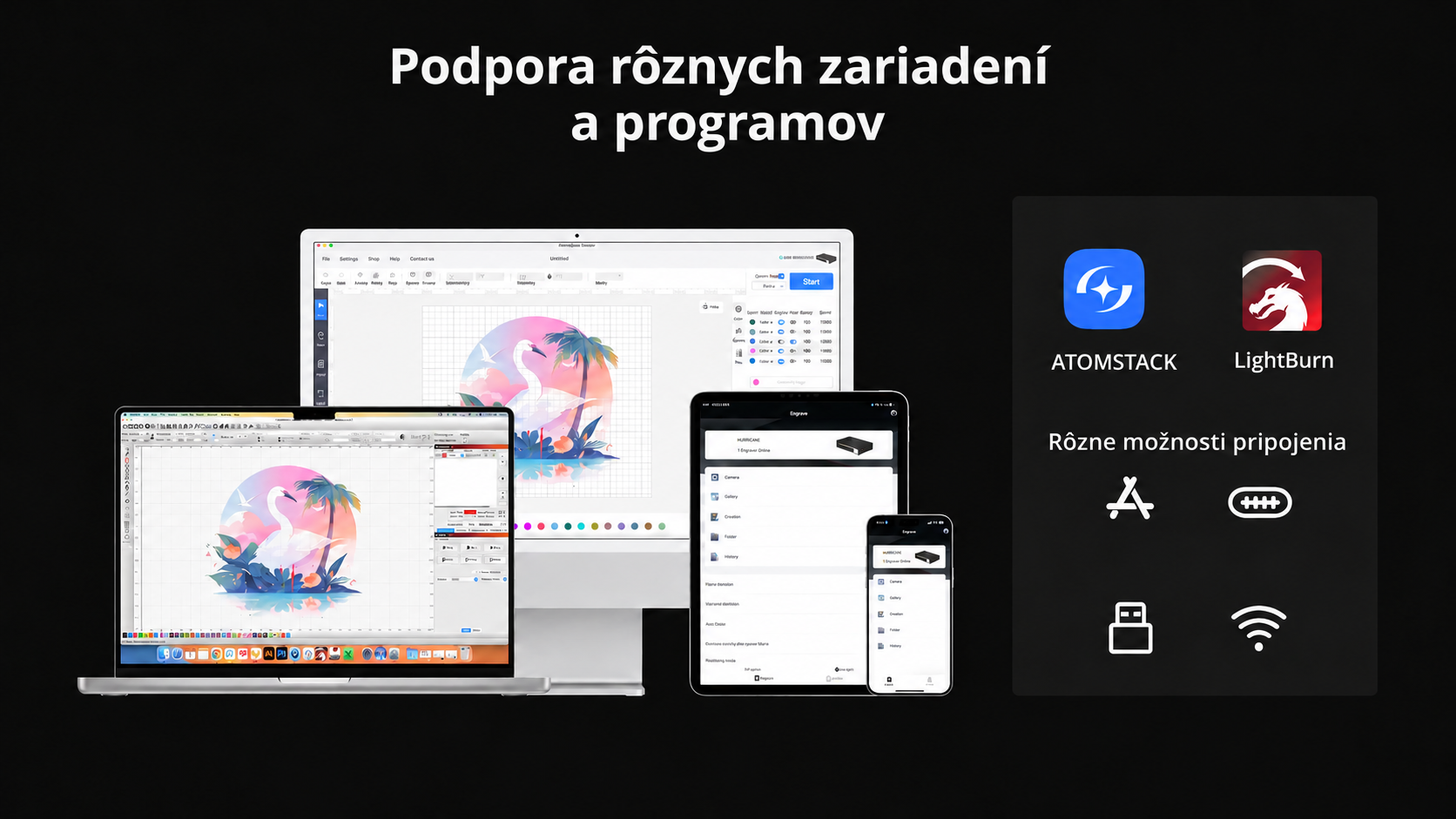 AtomStack Studio, LightBurn a Wi-Fi