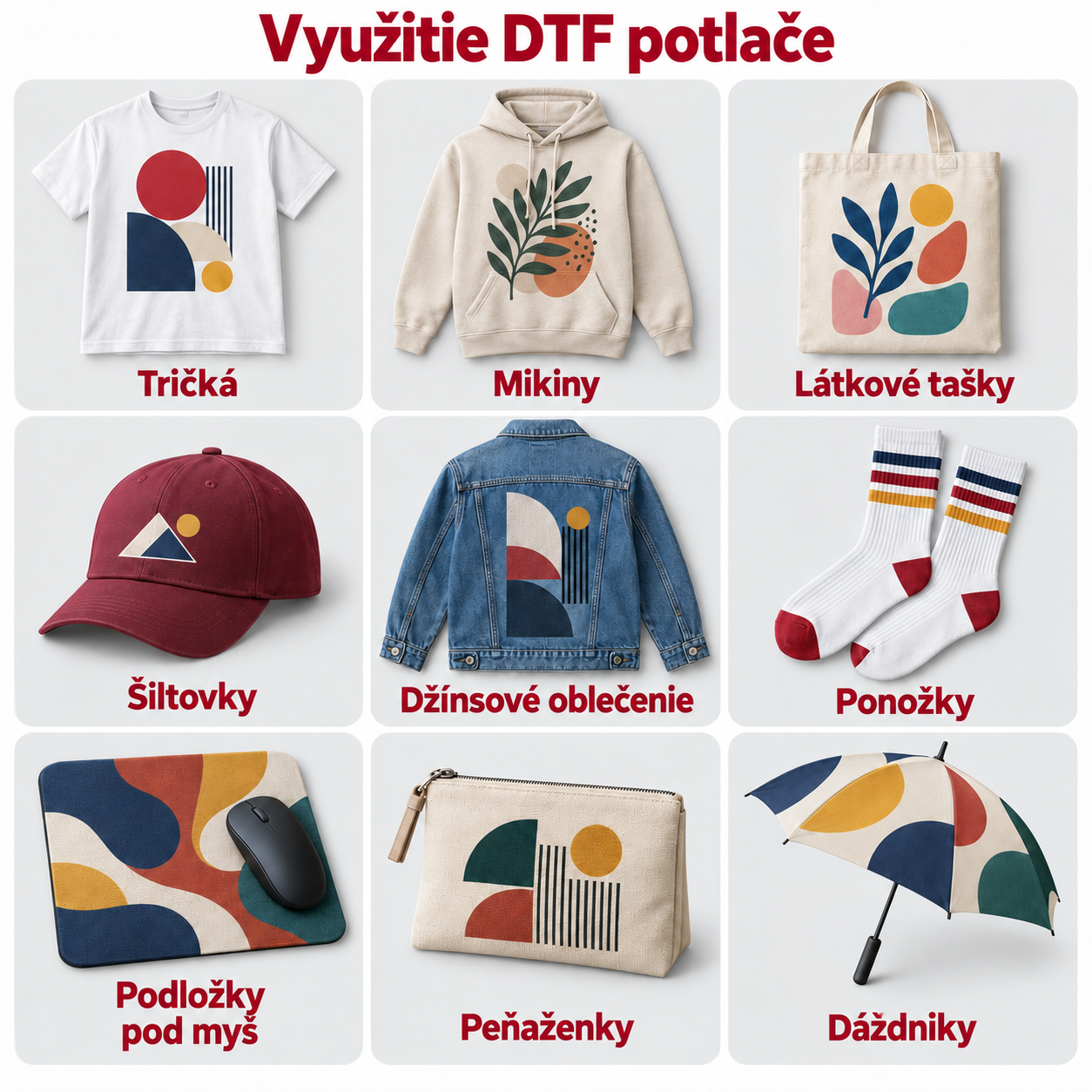Príklady personalizácie textilu s DTF transfermi