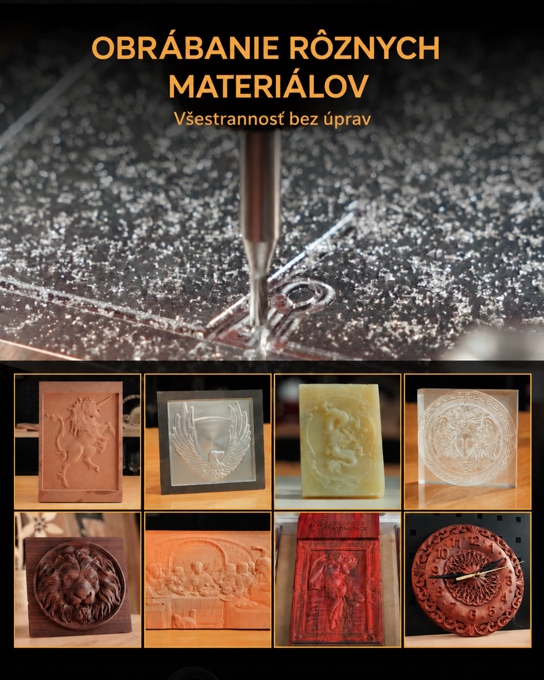 Príklady spracovania rôznych materiálov